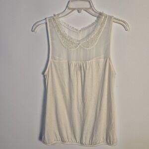 American Eagle L Ivory Prairie Cottagecore Lace Peter Pan Collar Sleeveless...